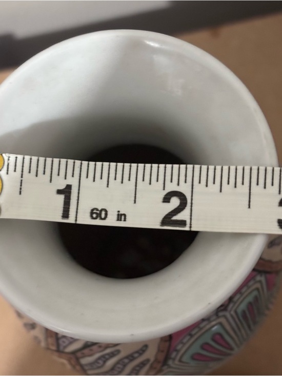 Glazed Ceramic Famille Rose Pink Flame Stitch Patterned Chinoiserie Vase 8” Sm - Picture 9 of 9